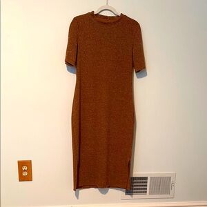 INC International Concepts Brown Knit Midi Dress in good condition